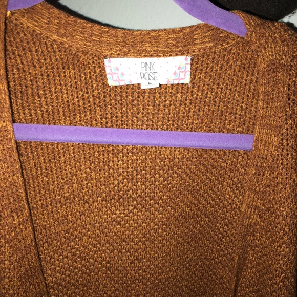 Burnt orange cardigan sweater with ties on side - Picture 2 of 3